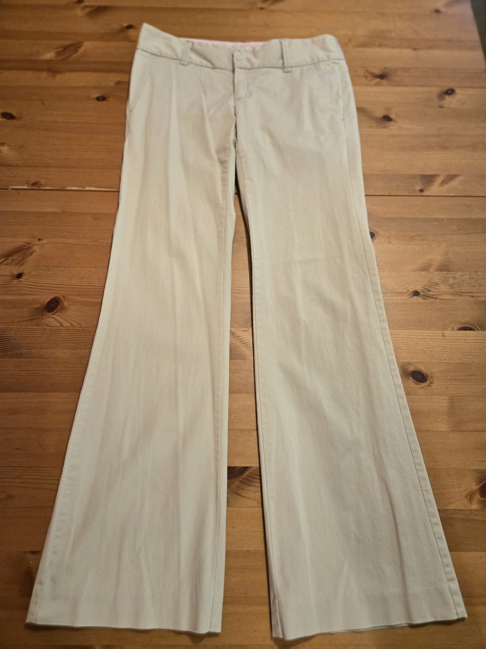 Y2K Ultra Low Rise Boot Flare American Eagle Outfitters Beige Khaki 6